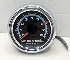 Vintage Sun Super Tach II 8,000 RPM Blueline Tachometer Adjustable Red Line picture
