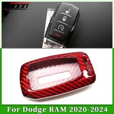 Red Carbon Remote Key Fob Cover Protector Case For Dodge Ram 1500 TRX Rebel 19+ picture