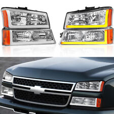 4PCS LED DRL Headlights Sequential Signal Light For 2003-2006 Chevy Silverado picture