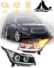 For 2011 2012 2013 2014 2015 Chevy Cruze Black Projector Headlights DRL Bar Pair picture