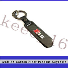 Audi S5 Carbon Fiber Pendant Keychain Emblem Key Ring Alloy For Audi S5 A5 RS5 - picture