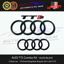 AUDI TTS Emblem GLOSS BLACK Grill Trunk Ring S Line quattro Badge Kit 2011-2015 picture