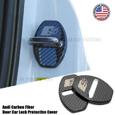 2x Audi S Carbon Fiber Texture Door Car Lock Protective Cover Sticker Decorate picture