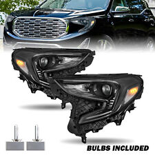 For 2018-2021 GMC Terrain Xenon HID Black Headlights w/ LED Headlamps Left+Right picture