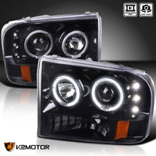 Jet Black Fits 1999-2004 F250 F350 Superduty LED Halo Projector Headlights Lamps picture