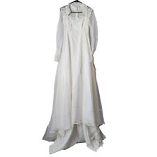 BRIDAL ORIGINALS x VINTAGE 80s Long sleeve square neckline white dress 10 NEW picture