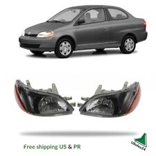 For 2000-2002 Toyota Echo Black Headlights HeadLamp Assembly Left+Right Set picture