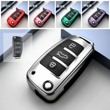 Carbon Fiber TPU Car Flip Key Fob Case Cover Holder For Audi Q3 Q7 A1 A3 TT picture