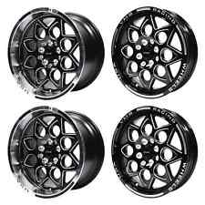 VMS Racing Black Rocket Drag Pack Wheels Rims Front & Rear 15x8 & 15x3.5 4X100 picture