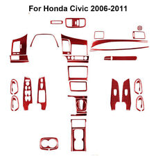46Pcs For Honda Civic 8th 2006-11 Red Carbon Fiber Full Interior Kit Cover Trim picture