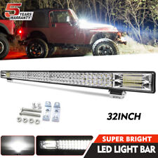 TRI-Row 32inch Slim LED Light Bar Spot Flood Combo Work Truck SUV ATV 4WD 30