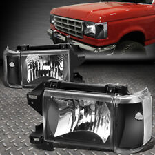 FOR 87-91 FORD F150 F250 BRONCO BLACK HOUSING CLEAR CORNER HEADLIGHT HEAD LAMPS picture