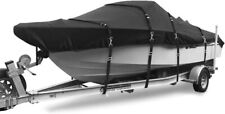 900D Waterproof Heavy Duty Trailerable Boat Cover Fishing V-Hull Tri-Hull Black picture