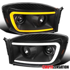 Fit 06-08 Dodge Ram 1500 2500 3500 Black LED Signal Projector Headlights Lamps picture