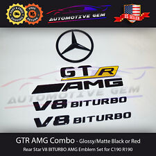 GTR AMG V8 Star BITURBO Emblem Yellow Black Badge Combo Set Mercedes C190 R190 picture