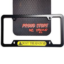 REFLECTIVE DONT TREAD ON ME Domed BLACK License Plate Frame -US Size-USA Yellow picture