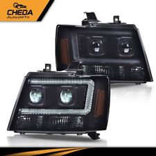 Black/Smoke LED DRL+Turn Signal Headlight/Lamp Fit For 2007-2014 Tahoe/Suburban  picture