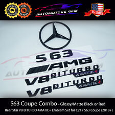 S63 COUPE AMG V8 BITURBO 4MATIC+ Rear Star Emblem Black Combo Set C217 2017+ picture