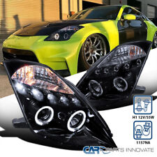 Fits 2003-2005 Nissan 350Z Z33 LED Halo Smoke Projector Headlights Head Lamps picture