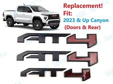3PC Matte Black Red Door Rear Tailgate AT4 Emblem Badge 2023-2024 GMC Canyon AT4 picture
