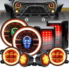 RGB 7'' LED Headlights Fog Turn Tail Brake Lights Combo for Jeep Wrangler JK JKU picture