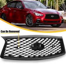 Front Upper Grille Glossy Black Grill Fit Infiniti Q50 2018 2019 2020 2021 2022 picture