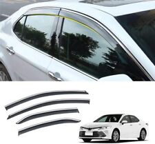 For 18-23 Toyota Camry Clip-on Chrome Trim Smoke Tinted Window Visor Rain Guard picture