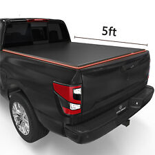 5FT 3-Fold Bed Tonneau Cover For 05-24 Nissan Frontier Reflective Strip Style picture