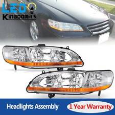 for 1998-2002 Honda Accord Headlights Headlamps Replacement Pair Chrome Housing picture