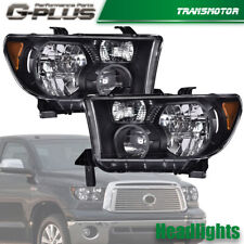 Fit For 07-13 Toyota Tundra 08-17 Sequoia Black Amber Headlights Left+Right picture