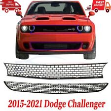 New Fits 2015-2022 DODGE CHALLENGER Front Upper & Lower Grille Black Set of 2pc picture