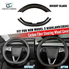 For 2024 Tesla Model 3 Highland Steering Wheel Trim Cover Real Carbon Fiber picture