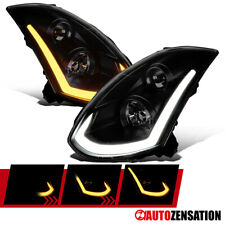 Fit 2003-2007 Infiniti G35 Coupe Black Smoke Projector Headlights LED Sequential picture