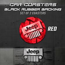 Jeep Car Coasters, Wrangler Car Coasters, Jeep Accessories - Red - Rubber picture
