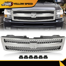 Fit For 2007-2013 Chevrolet Silverado 1500 Grille Chrome Shell w/ Black Insert picture