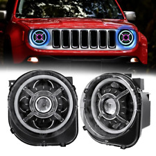 For 2015-2021 Jeep Renegade 9inch LED headlights RGB with Angel Eyes Plug N Play picture