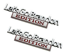 2pc Let's Go Brandon EDITION emblem Badges Fender Car Truck Redneck Chrome Red picture