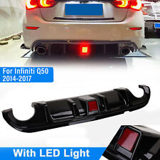Rear Bumper Diffuser Lip for 2014-2017 Infiniti Q50 Glossy Black with LED Light picture