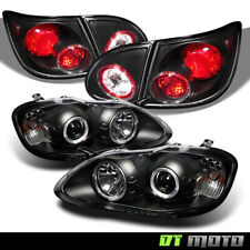 For Black 2003-2008 Toyota Corolla LED Halo Projector Headlights+Tail Lights Set picture