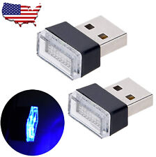 2x Mini Blue LED USB Car Interior Light Neon Atmosphere Ambient Lamp Accessories picture
