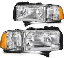 Fits 1994-2002 Dodge Ram 1500 2500 3500 Headlights Assembly Pair Chrome Housing picture