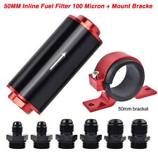 Universal High Flow Inline Fuel Filter 100 Micron Cleanable AN6 AN8 AN10 Adapter picture
