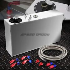 17 GALLON TOP-FEED SLIM ALUMINUM FUEL CELL GAS TANK+LEVEL SENDER+STEEL LINE KIT picture