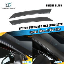 2pcs Dry Carbon Fiber Door A Pillars Cover For Toyota Supra MK5 A90 2019-2024 picture