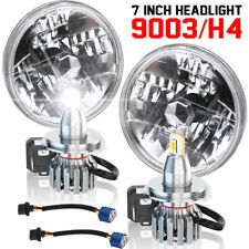 7 Inch Round Sealed Beam Glass Clear Lens Headlights H4 Bulbs H6024 H6014 Pair picture