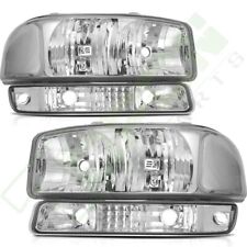Fits 1999-2007 GMC Sierra Headlights + Bumper light Lamp Headlamps Front Pair picture