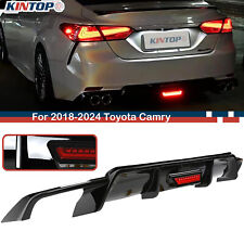 Rear Bumper Diffuser for 2018-2024 Toyota Camry SE XSE Glossy Black W/ LED Light picture