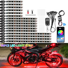16 PCS RGB Motorcycle LED Light Under Glow Neon Strip Kit Bluetooth APP Control picture