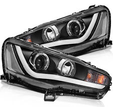 For 2008-2017 Mitsubishi Lancer EVO Pair Black Projector Headlights Assembly picture
