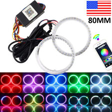 2pcs RGB 80mm LED Light Guide Angel Eyes Halo Rings for Car Headlights Retrofit picture